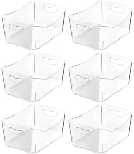 Top rated ybm home open bin storage basket kitchen pantry bathroom vanity laundry health and beauty product supply organizer under cabinet caddy medium 6 pack clear
