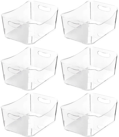 Top rated ybm home open bin storage basket kitchen pantry bathroom vanity laundry health and beauty product supply organizer under cabinet caddy medium 6 pack clear