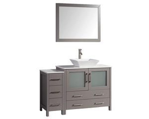 Products vanity art 48 inch single sink bathroom vanity combo modern cabinet with ceramic top sink free mirror gray va3136 48g