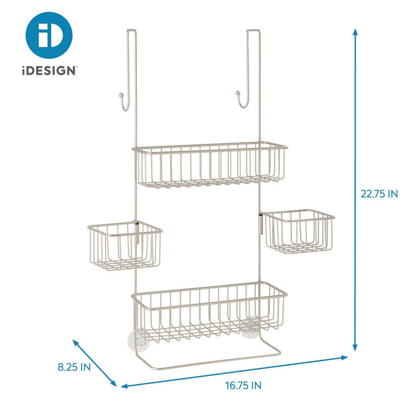 Get idesign metalo bathroom over the door shower caddy with swivel storage baskets for shampoo conditioner soap 22 7 x 10 5 x 8 2 satin
