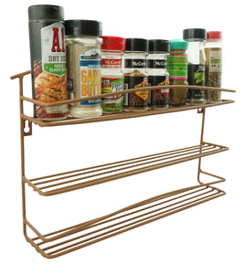 Wall Mount 3 Tier Metal Spice and Grinder Rack Kitchen Metal 2.5" Spice Organizer Pantry Cabinet Hanging 2.5 inch Diameter Spice and Grinder Storage Counter Top Organizer Raw Rustic Brown