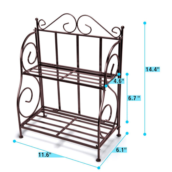 On amazon packism storage rack 2 tier bathroom organizer foldable spice rack for kitchen countertop jars storage organizer counter shelf bronze