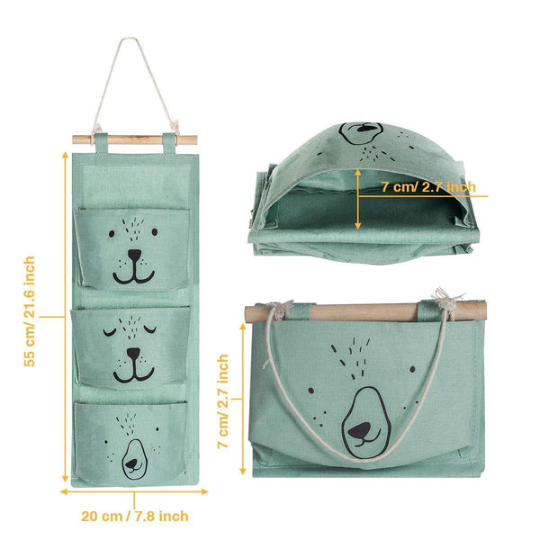 Shop for aitsite 2 pcs wall hanging storage bag cartoon over the door closet organizer linen fabric organizer with 3 semicircular pockets for bedroom bathroom kitchen cyan grey