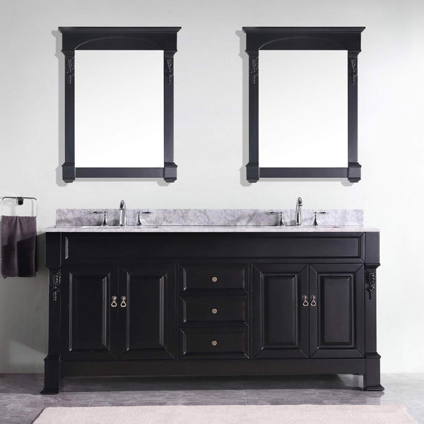 New virtu usa gd 4072 wmsq dw huntshire 72 double bathroom vanity with marble top and square sink with mirrors 72 inches dark walnut