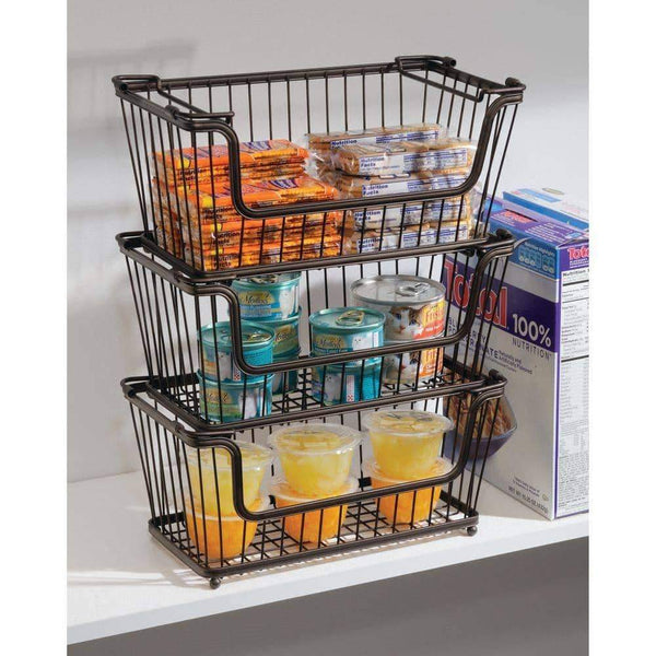 Select nice mdesign modern farmhouse metal wire household stackable storage organizer bin basket with handles for kitchen cabinets pantry closets bathrooms 12 5 wide 6 pack bronze