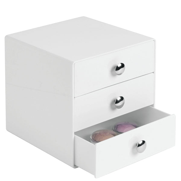 Order now idesign plastic 3 jewelry box compact storage organization drawers set for cosmetics makeup hair care bathroom office dorm desk countertop 6 5 x 6 5 x 6 5 set of 4 white