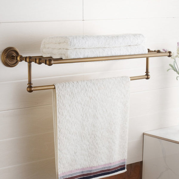 Latest marmolux acc morocc series 3420 ab 24 inch towel shelf with bar storage holder for bathroom antique brass brushed bronze