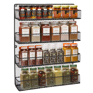 BBBuy 4 Tier Spice Rack Organizer wall mounted Country Rustic Chicken Holder Large Cabinet or Wall Mounted Wire Pantry Storage Rack, Great for Storing Spices, Household stuffs