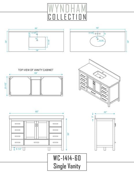 Related wyndham collection sheffield 60 inch single bathroom vanity in white white carrera marble countertop undermount square sink and 58 inch mirror