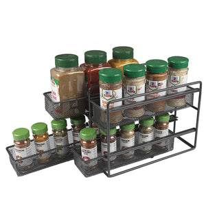 SBS 2 Tier 4 Drawer Spice, Seasoning and Herb, Sliding Organizer Rack for Pantry, Cupboards, Cabinets and Counter Tops.