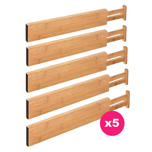 On amazon rapturous bamboo drawer dividers pack of 5 expandable drawer organizers with anti scratch foam edges adjustable drawer organization separators for kitchen bedroom baby drawer bathroom desk