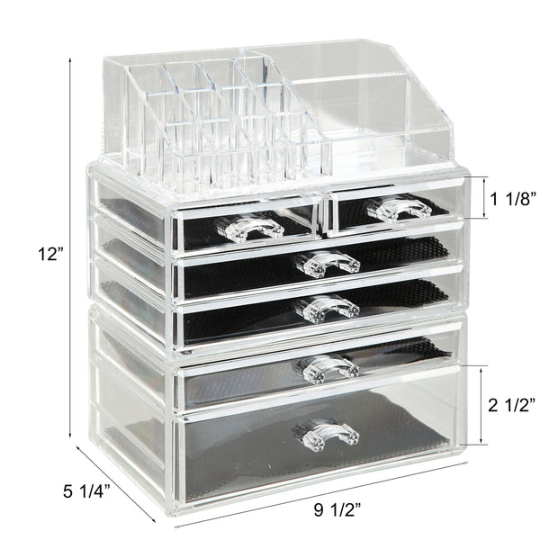 The best finnhomy 3 tier acrylic makeup cosmetic jewelry diamond organizer 3 piece set counter storage case large display drawer box bathroom vanity case for lipstick brush nail polish clear