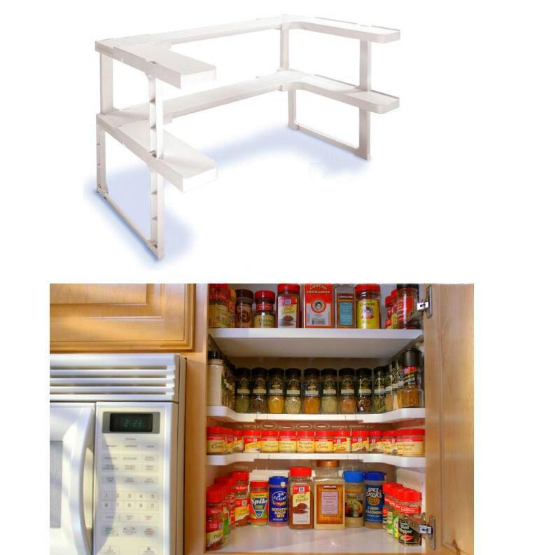 2 Layers Adjustable Shelf Kitchen Spice Organizer